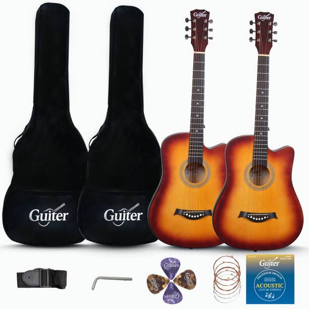 Guiter OTG38-CG-38Inch Cutaway Acoustic Guitar-(2 NOS) Combo Kit Acoustic Guitar Basswood Rosewood Right Hand Orientation