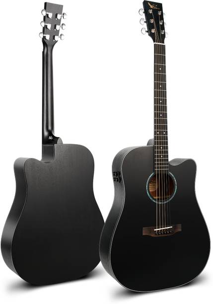 swan7 EN-300 Black Trans-Acoustic In-Built Bluetooth Semi-acoustic Guitar Mahogany Rosewood Right Hand Orientation