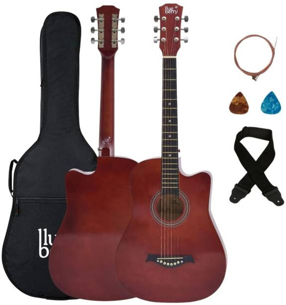 BLUEBERRY B-D38-BROWN 38Inch Inbuilt TrussRod Acoustic Guitar Linden Wood Plastic Right Hand Orientation