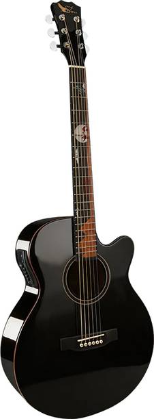 swan7 E-281 40 Inch Engraved Inlays Spruce Top Semi-acoustic Guitar Spruce Rosewood Right Hand Orientation