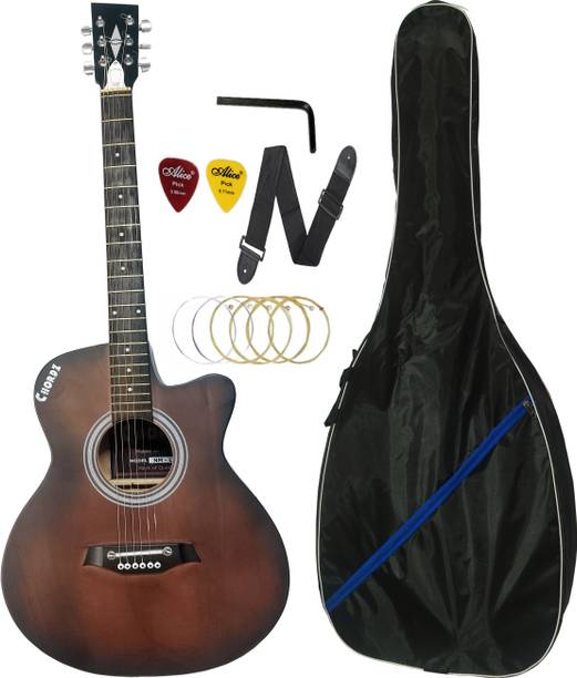 Chordz Brown Acoustic Guitar with Trussrod for Begineer Acoustic Guitar Tonewood, Rosewood Rosewood Right Hand Orientation