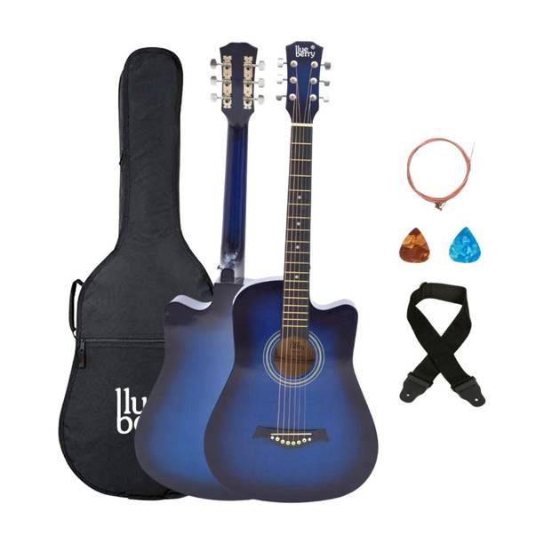 BLUEBERRY B-D38-Blue, 38Inch Inbuilt TrussRod Acoustic Guitar Linden Wood Plastic Right Hand Orientation