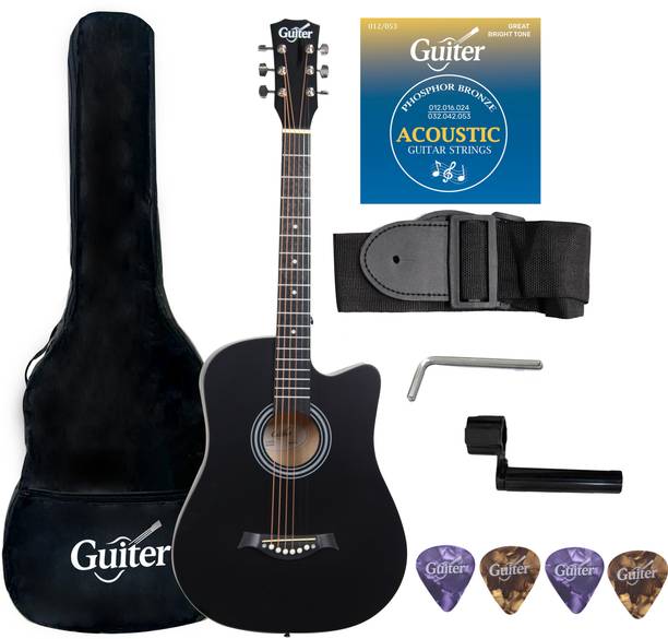 Guiter OTG-38CG Acoustic Guitar Kit, 38-Inch Cutaway -With ,TRUSS ROD & Accessories , Acoustic Guitar Linden Wood Rosewood Right Hand Orientation