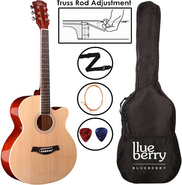 BLUEBERRY B-40L-Natural, 40" Acoustic Guitar Spruce Ebony Right Hand Orientation