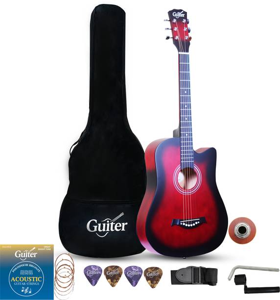 Guiter 38IN-CG Acoustic Guitar with Pickup ,Truss Rod,& Starter kit, Linden & Rosewood Acoustic Guitar Linden Wood Rosewood Right Hand Orientation
