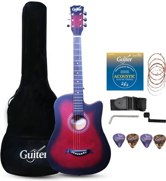 Guiter 38IN-CG Acoustic Guitar ,Truss Rod,& Starter kit, Linden & Rosewood Acoustic Guitar Linden Wood Rosewood Right Hand Orientation