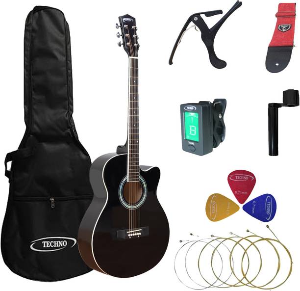 Techno RJ-10240CG- 40-Inch Guitar Cutaway Body Shape Acoustic Guitar Basswood Rosewood Right Hand Orientation