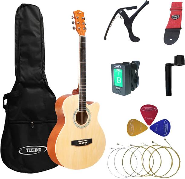 Techno RJ-10240CG- 40-Inch Guitar Cutaway Body Shape Acoustic Guitar Basswood Rosewood Right Hand Orientation