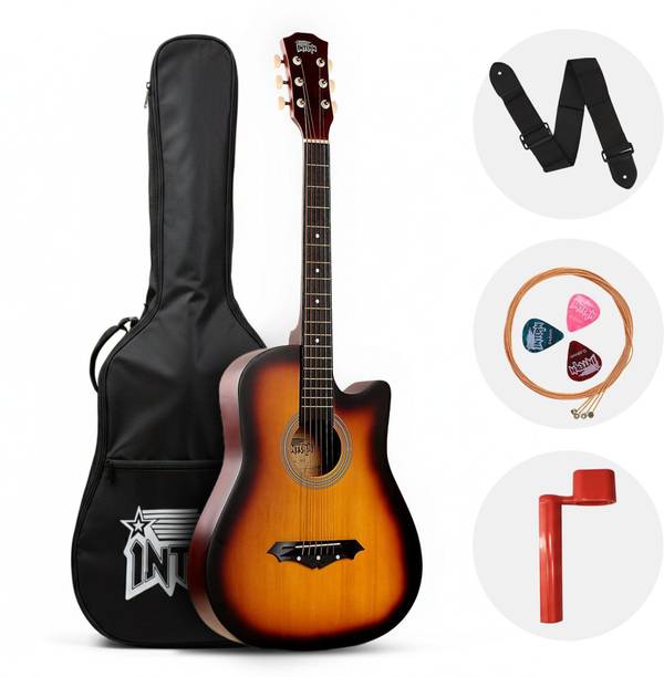 intern INT-38C-SB Acoustic Guitar Rosewood Ebony Right Hand Orientation