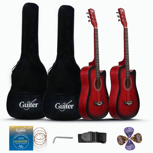 Guiter OTG38-CG-38Inch Cutaway Acoustic Guitar-(2 NOS) Combo Kit Acoustic Guitar Basswood Rosewood Right Hand Orientation