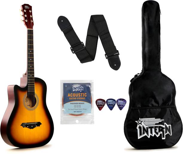 intern INT-38C-SB-L Acoustic Guitar Linden Wood Linden Wood Right Hand Orientation