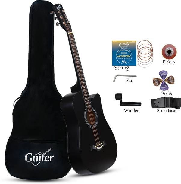 Guiter 38IN-CG Acoustic Guitar with Pickup ,Truss Rod,& Starter kit, Linden & Rosewood Acoustic Guitar Linden Wood Rosewood Right Hand Orientation