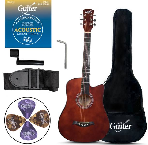 Guiter OTG-38CG Acoustic Guitar Kit, 38-Inch Cutaway -With ,TRUSS ROD & Accessories Acoustic Guitar Linden Wood Rosewood Right Hand Orientation