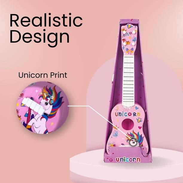 Pluspicks Unicorn Theme 17 Inch Acoustic Guitar Musical Toys, Educational Toy for Kids