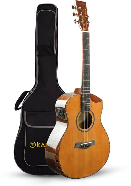 KADENCE Slowhand Solid Cedar Wood Guitar SH100 Premium Solid Wood with EQ+Online Classes Semi-acoustic Guitar Cedar Rosewood Right Hand Orientation