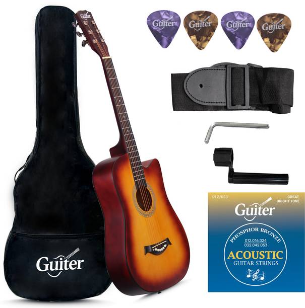 Guiter OTG-38CG Acoustic Guitar Kit, 38-Inch Cutaway -With ,TRUSS ROD & Accessories , Acoustic Guitar Linden Wood Rosewood Right Hand Orientation