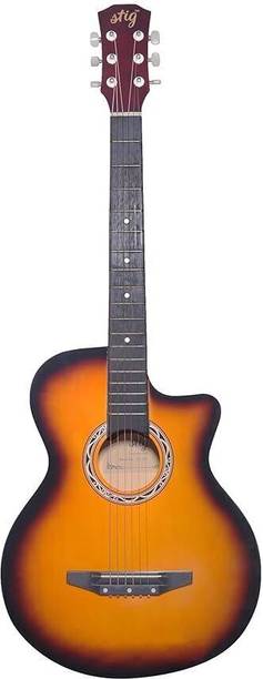 Stig Sunburst Acoustic Guitar Cutaway – Linden Wood, High Gloss with Bag, Picks&Strap Acoustic Guitar Spruce Wood Linden Wood Right Hand Orientation