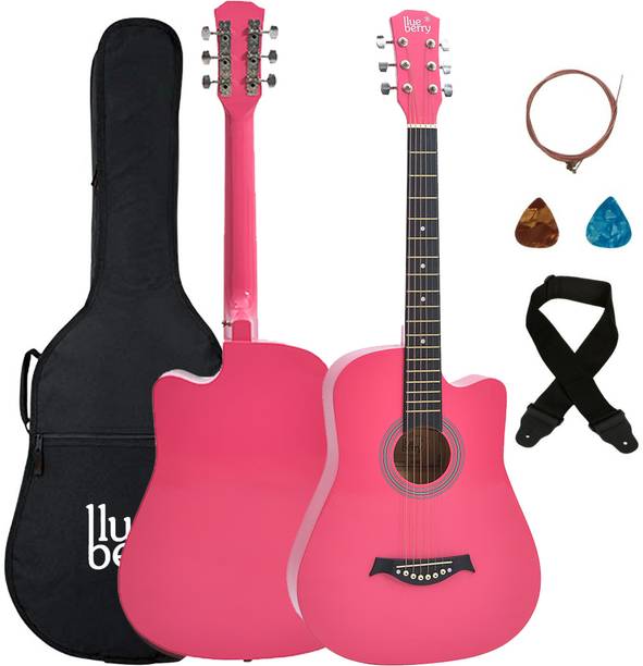 BLUEBERRY B-38C Neon Pink, 38 Inch Acoustic Guitar Linden Wood, Laminated Maple, Basswood, Mahogany Tech Wood Right Hand Orientation