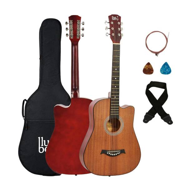 BLUEBERRY B-D38S 38Inch Inbuilt TrussRod Acoustic Guitar Linden Wood, Sapele Mahogany Laminate Plastic Right Hand Orientation