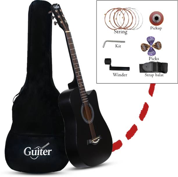 Guiter 38IN-CG Acoustic Guitar with Pickup ,Truss Rod,& Starter kit, Linden & Rosewood Acoustic Guitar Linden Wood Rosewood Right Hand Orientation