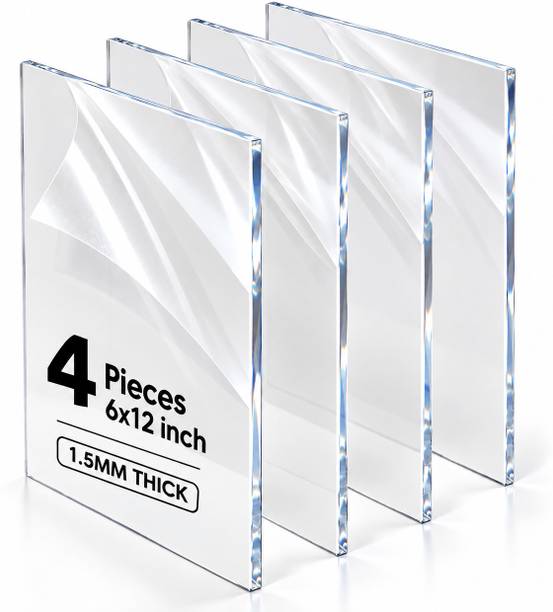 CrafteCastle Transparent Acrylic Sheet 12"x6" 1.5mm 4Pcs Plexiglass DIY Craft 15 cm Acrylic Sheet
