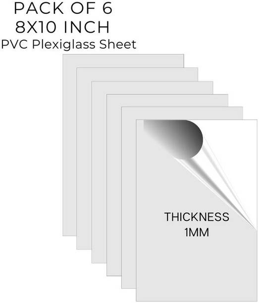 UNIXAA Pack Of 6 Plexiglass/PET Transparent Sheet Double Sided Protective Film(8X10IN) 10 inch Acrylic Sheet