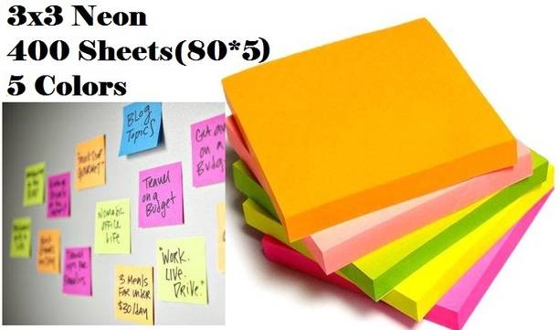 AirSoft Sticky Notes 3x3, 5 Bright Colored Strong Adhesive Self-stick Notes 3 inch Acrylic Sheet