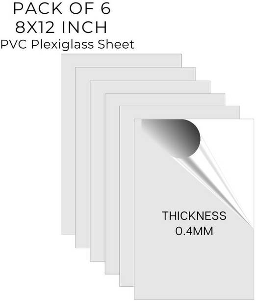UNIXAA 8X12 IN Plexiglass/PET Transparent Sheet Double Sided Protective Film(Pack Of 6) 12 inch Acrylic Sheet