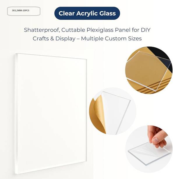 RIYA ENTERPRISE Cut to Size Plexiglass Clear Cast Acrylic Sheets_3X3,2MM-20PCS 3 inch Acrylic Sheet