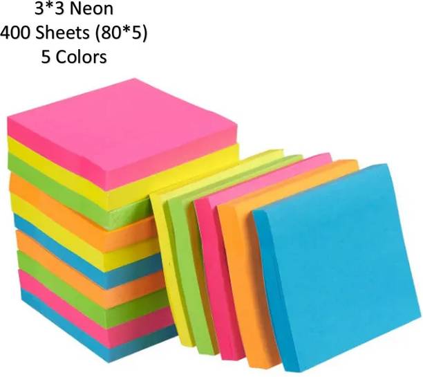 AirSoft Magical Post it 400 sheets Fluorescent paper Self Adhesive Bookmarks Sticks 400 Sheets Regular, 5 Colors