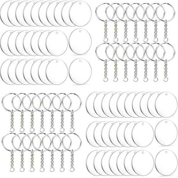 Ecomology Acrylic Discs Keychains Kit 30 Pieces with Acrylic Transparent 10 cm Acrylic Sheet