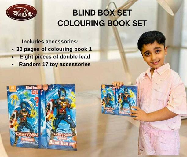 Kaash BLIND BOX SET COLOURING BOOK SET 8 Pcs. of Double Lead Random 17 toys accessory 10 cm Acrylic Sheet