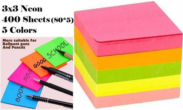FlyTouch Self-Adhesive Post It Pad In Multicolor For Reminder, Noting Things. 400 Sheets Regular, 5 Colors