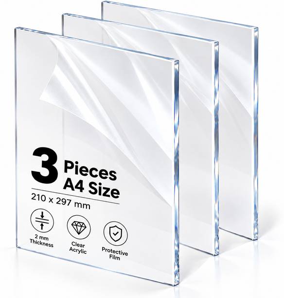 CrafteCastle Clear Plexiglass Acrylic Sheet for DIy Crafts, Signs, Home Decor (A4 size 3pc) 30 cm Acrylic Sheet