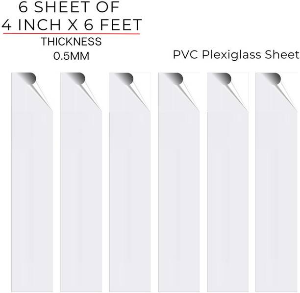 UNIXAA 4"IN X 6"FT Plexiglass Transparent Sheet Double Sided Protective Film(Pack Of 6) 72 inch Acrylic Sheet