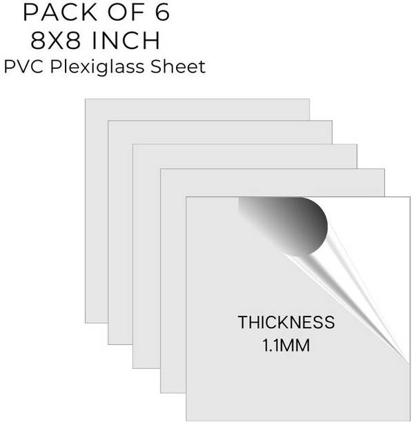 UNIXAA 8X8IN Plexiglass/PET Transparent Sheet Double Sided Protective Film(Pack Of 6) 8 inch Acrylic Sheet