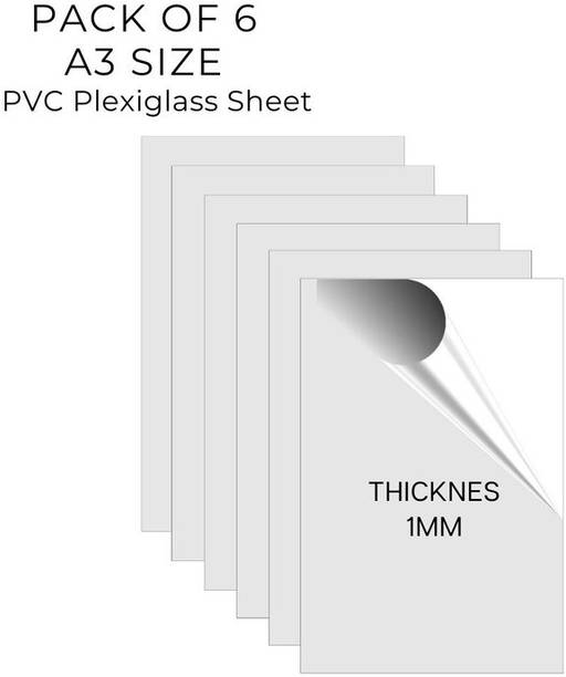 UNIXAA A3 Size Plexiglass/PET Transparent Sheet Double Sided Protective Film(Pack Of 6) 42 cm Acrylic Sheet