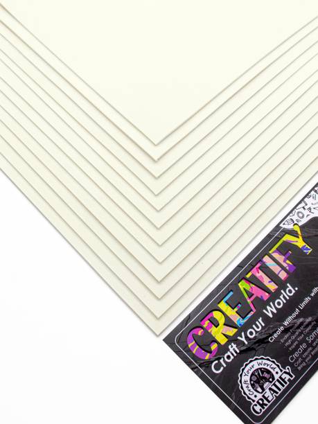 Creatify EVA Foam Sheets A4 Size – 2mm Thick | Pack of 12 Off White Creamy Colour 29.7 cm Acrylic Sheet