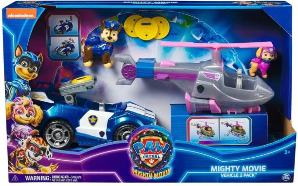 PAW PATROL The Mighty Movie, Chase Car with Skye Airplane Toy