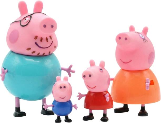BISOKE Peppa Pig Figures Family Pack 4 Pcs Birthday Party Gift Toy