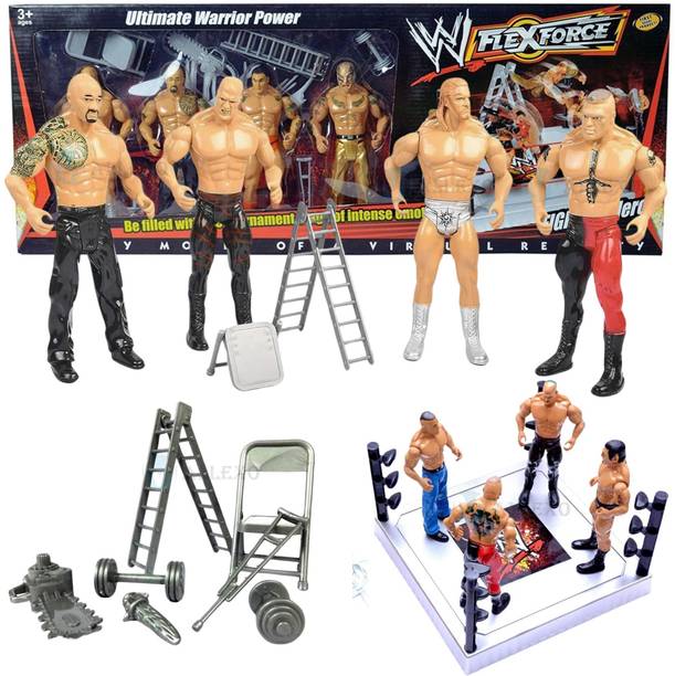 Mallexo WWF Action Figures Ultimate Wrestling Miniature Toys for Kids, with Ring