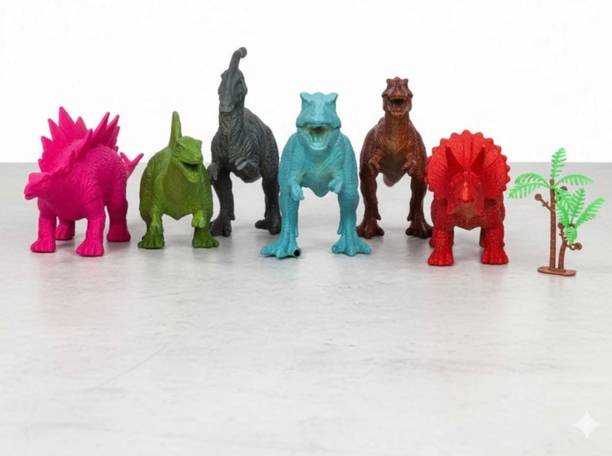 Braj Creation PVC Small Size Dinosaur, Colourful High Quality, For Boys and Girls Set of 6 Pcs