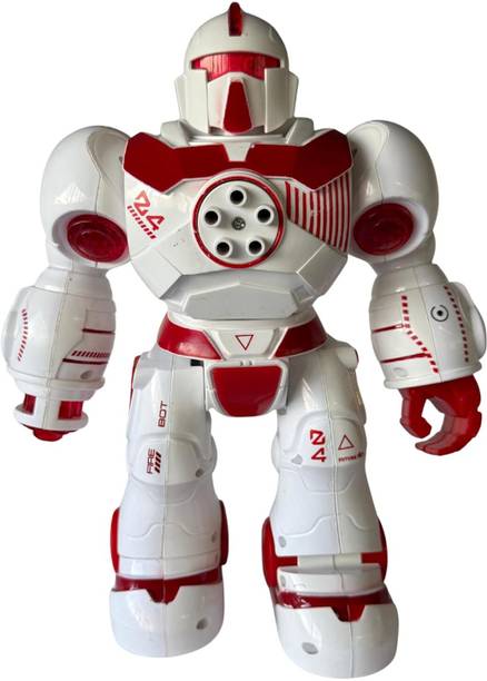 LILPLAY Robot with 5 Shooting Bullets, Lights & Music, Battery Operated with AI Eyes