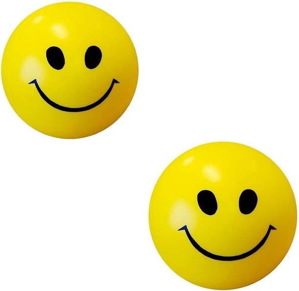 ABS Emoji Smiley Face Foam Ball Squeeze Stress Ball Relief (Yellow) (Pack Of 2)  - 7 cm