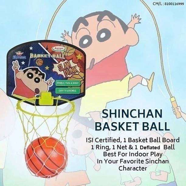asian Shinchan Kids Basketball Set with Hoop Net & Ball – Indoor Outdoor To