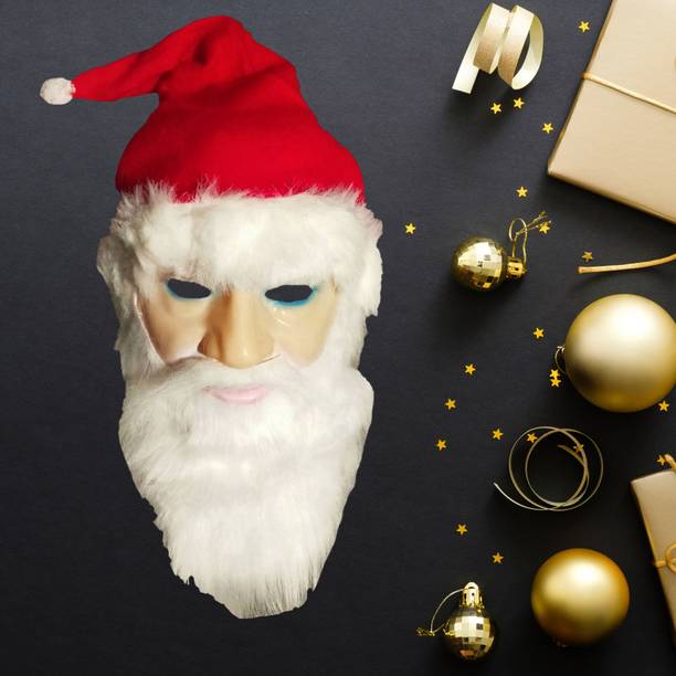 Orama Christmas Santa Latex Mask with Red Santa Hat and Beard Overhead Mask X-mas106