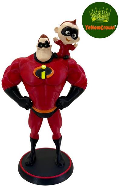 YellowCrown 3D Printed PLA Toy, Superhero-Inspired Dad & Kid Action Figure with Base Stand