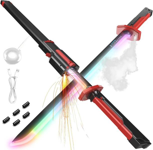 Roarify 31.5" Spark Sword, Led Light Sword with Sparks, Sound & Fog, Type-C Rechargeable