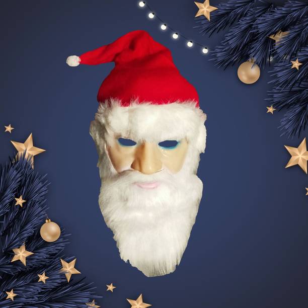Orama Christmas Santa Latex Mask with Red Santa Hat and Beard Overhead Mask X-mas105