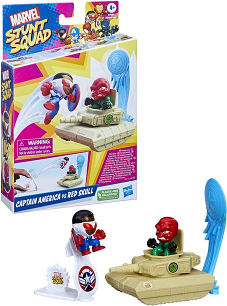 MARVEL Stunt Squad Captain America vs. Red Skull Playset Toys for Kids Multicolor
